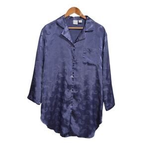 Moments Intimates Woman's Purple Jacquard Satin Sleep Shirt Size 8